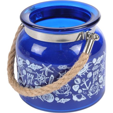 Bougie parfumée Brise Marine en verre avec anse corde (1/3)