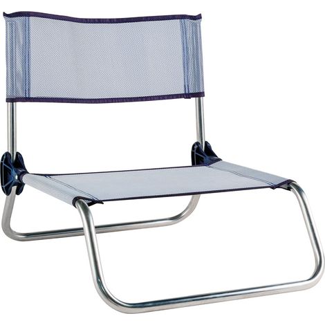 Fauteuil de plage pliant WDK châssis métal chromé beige tissu (1/2)