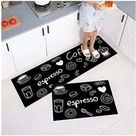 -Lot de 2 Tapis de Cuisine antidérapants, Absorbe l'eau et l'huile, Résistant à la poussière (40 x 60 + 40 x 120 cm) (1/5)