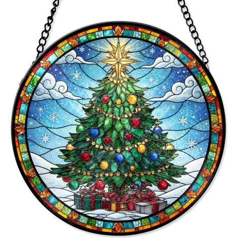 Attrape-soleil en vitrail suspendu 9 cm – Déco intérieure pour fenêtre ou mur, idée cadeau Noël, Fête des Mères, anniversaire (1/4)