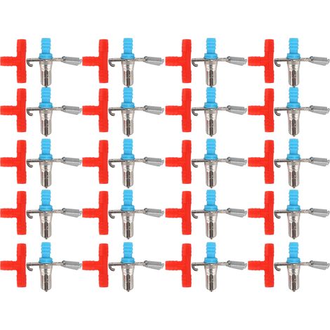 Lot de 20 abreuvoirs à double ressort, résistants à la rouille et à trois voies, pour lapins. Abreuvoir à tétine rouge. (1/5)