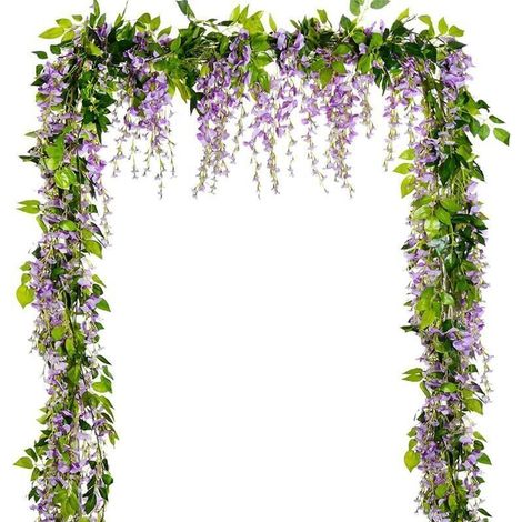 Guirlande de fleurs artificielles de glycine, 5 pièces au total 33 pieds fausse fleur de soie de vigne de glycine suspendue pour la maison jardin fête arc de mariage décor floral (violet clair-5 pièce (1/5)