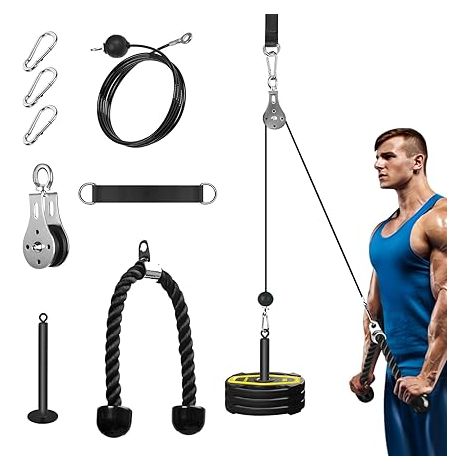 Poulie Musculation Maison, Cable Machine Musculation Poulie Haute et Basse Poulie Musculation Entraînement Force Bras Triceps Dos (1/5)