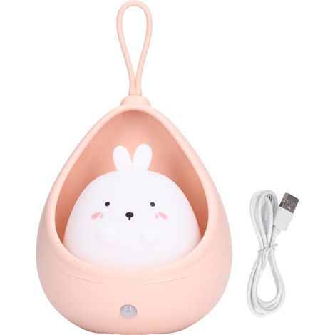Lampe de nuit LED en forme de lapin blanc, lampe de nuit à induction pour enfants avec câble USB (1/5)