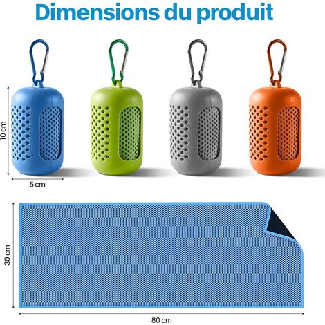 4 serviettes rafraîchissantes avec housses silicone, microfibre, fitness/sports. (1/5)