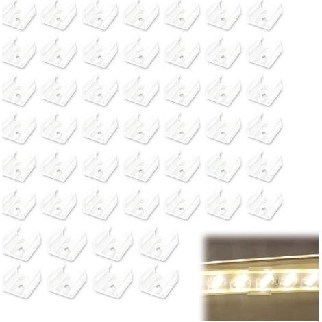 Clips de Montage pour Bande Lumineuse LED Néon, Support de Fixation en Plastique Translucide, Compatible avec Bandes de 12mm à 14mm, Idéal pour Décoration Intérieure et Extérieure, Paq (1/5)