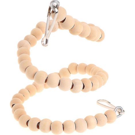 Perchoir balançoire échelle en bois naturel avec perles pour aider les perroquets à garder l'équilibre (1/4)