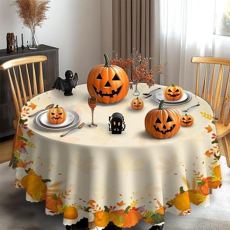 Runde Tischdecke Herbst Ernte Kürbis 150 cm abwaschbar für Outdoor & Party