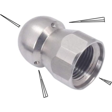 High Pressure Water and Sewer Cleaning Nozzle Stainless Steel Washer Attachment for Pipe Fitter and Drainer 3/8in