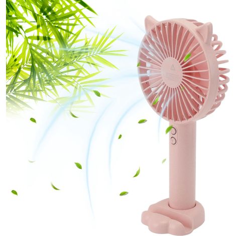 Mini-tragbarer, wiederaufladbarer, niedlicher, pinkfarbener Ventilator im Taschenformat, ideal für Studenten, Studentenwohnheime, Büros und Desktop-Computer. (1/5)
