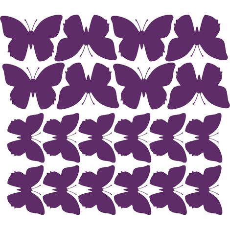 Pegatinas de pared de mariposas grandes, 20 unidades, color morado brillante.