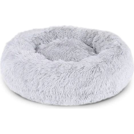 Lit rond en forme de donut, lavable, pour chat et chien, bord haut, gris clair, 40 × 40 × 20 cm, 1 pièce