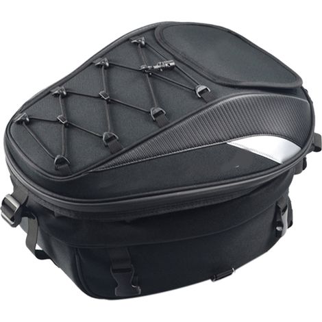 Sacoche arrière moto imperméable, sac de selle multifonction grande capacité, sac à dos moto avec fixation sur porte-bagages, noir, 30L, pour voyage et usage quotidien. (1/5)