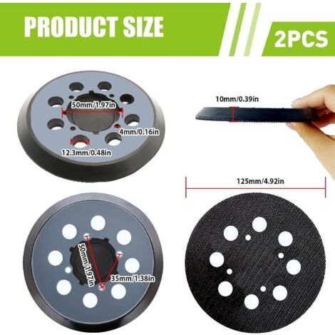 Tampons de rechange avec Velcro pour papier de verre DeWalt 125 mm, tampons de papier de verre 5 pouces à 8 trous, compatibles avec les modèles DWE6421, 6421K, DWE6423, 6423K, DCW210B, DWE64233 et N32 (1/3)