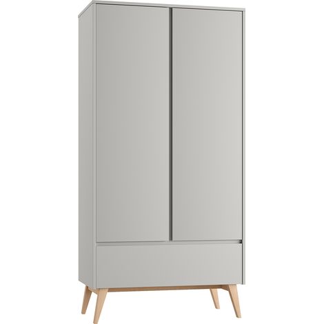 Armadio 2 ante 1 cassetto Swing grigio e marrone 200cm