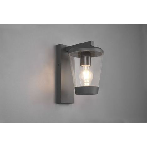 CAVADO APPLIQUE DA ESTERNO ANTRACITE CON DIFFUSORE TRASPARENTE IP44 H. 28CM 1 LUCE ATTACCO E27