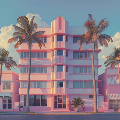 Tableau sur toile bâtiment Art Déco tropical 30x30 cm - Impression sur Toile Murale Décorative - Image imprimée en HD sur Toile - Toile sur Châssis en Bois FSC - Fabriqué en France (1/5)