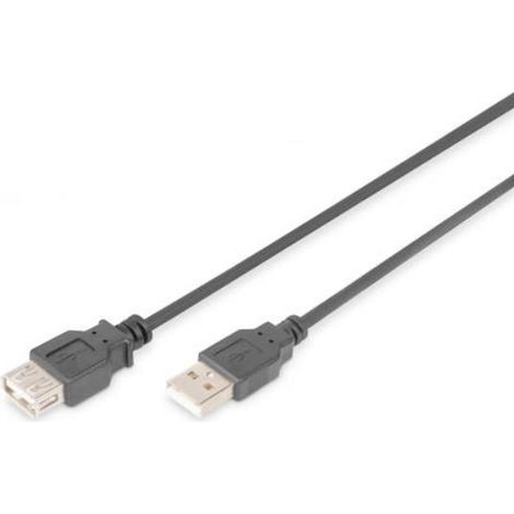 Digitus USB-Kabel USB 2.0 USB-A Stecker, USB-A Buchse 3.00 m Schwarz AK-300202-030-S