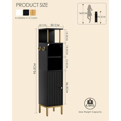 Tall Bathroom Cabinet, Freestanding Floor Cabinet, Slim Storage Unit with Door for Bathroom, Kitchen, Living Room, Bedroom, Balcony & Office (1/5)
