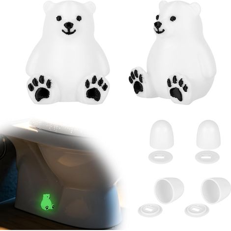2pcs Cache-Boulons Toilette Ours Polaires & 4pcs Cache-Boulons Unis, Cache-Boulon Décoratifs Phosphorescents pour Bas Toilettes Accessoires Salle Bain Installation Facile Par Simple Pression (1/5)