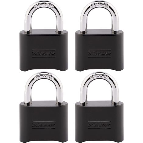 Cadenas à combinaison noir, cadenas à combinaison personnalisable, résistant aux intempéries pour l'intérieur et l'extérieur avec fonction de réinitialisation