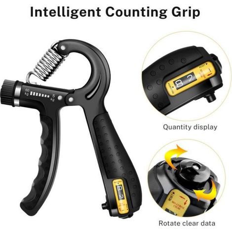 Hand Grip Musculation,6 pièces Muscleur de Main avec Comptage, 5-60KG Résistance Réglable Hand Gripper, Exerciseur de Doigts (1/4)