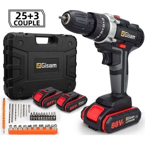 Marteau perforateur sans fil à vitesse variable avec batterie et 29 embouts - Boite en plastique (1/5)
