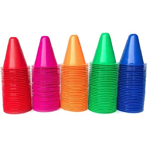 Mini Slalom Cones, 50 Pcs Colorful Plastic Cone Football Obstacle Road Training Cones for Children's Training Roller Skating Windproof Sports Roadblock (1/5)