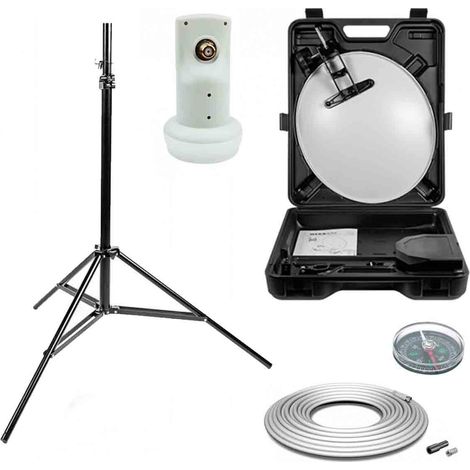Pack MEGASAT Parabole acier 40cm + LNB Single HDSAT + Câble Coaxial 10m + Trépied (1/5)