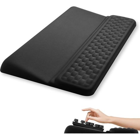Poggiapolsi ergonomico 2 in 1 per tastiera, poggiapolsi con funzione di supporto, 43 cm, comodo supporto per tastiera, morbida schiuma memory, accessorio per ufficio, lavoro, casa e gaming (nero) (1/5)