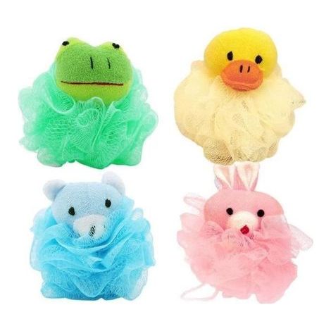 Bath Sponge Set of 4 - Soft & Absorbent - Bright Colors - For Kids & Women
