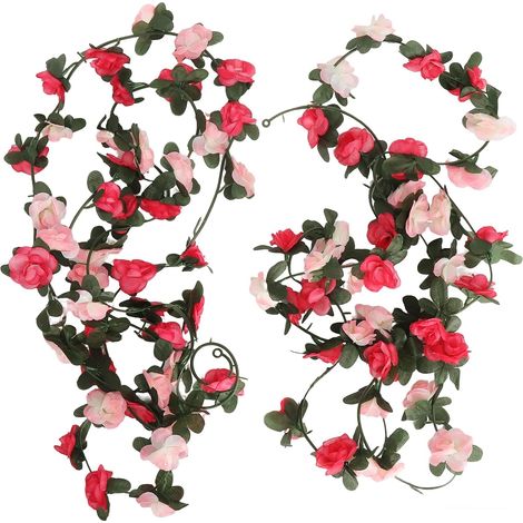 2 Pièces Guirlande Fleurs artificielles 2.5 Mètres Guirlandes de Roses artificielles Double Couleur à Suspendre pour extérieur intérieur Mariage Mur Salle de Bain (1/5)