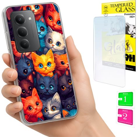 Custodia per Xiaomi Redmi 15 4G / 5G 169mm Cover posteriore Gatti + vetro (1/5)