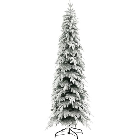 HOMCOM Flocked Pencil Christmas Tree with Auto Open, Steel Base 7ft (1/5)