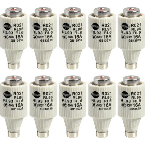 10 Pièces E27 16A 500V Fusibles Diazed Fusibles Céramiques pour Protection Câblage R021 Spirales gG 50kA Protection Contre Court-Circuit et Surcharge (1/5)