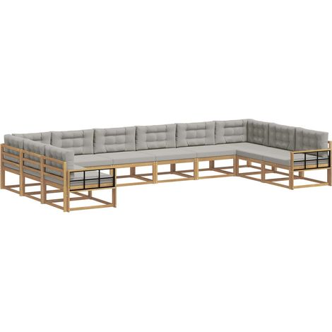 Set di divani da esterno 10 pz Bianco e Grigio Chiaro vidaXL (1/5)