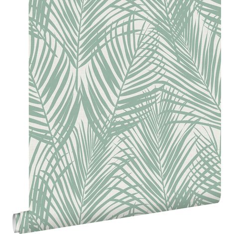 papier peint feuilles de palmier vert menthe - ESTAhome