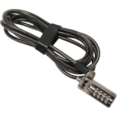 Câble antivol pour PC portable Lenovo avec serrure à combinaison 4 chiffres, câble de sûreté noir (1/5)