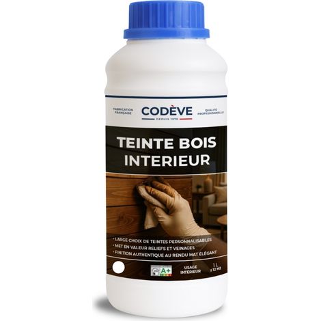 Teinte Bois Interieur - 1 L   - Codeve Bois - Chêne foncé - Pour Teinter Vos Bois Résineux En Pin, Sapin, Douglas, épicéa Ou Mélèze.
