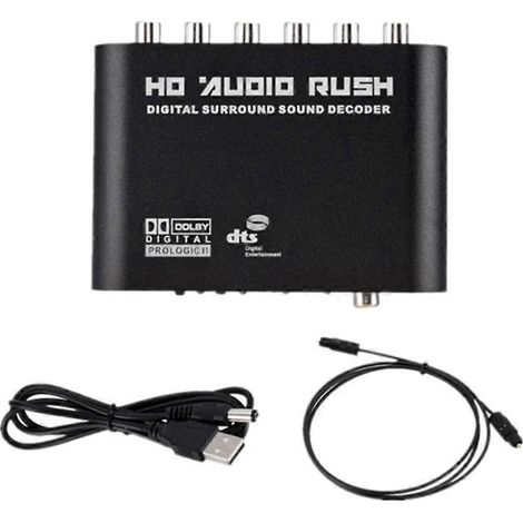 Décodeur audio numérique vers analogique 5.1 + amplificateur + câble à fibre optique pour TV -- (1/5)