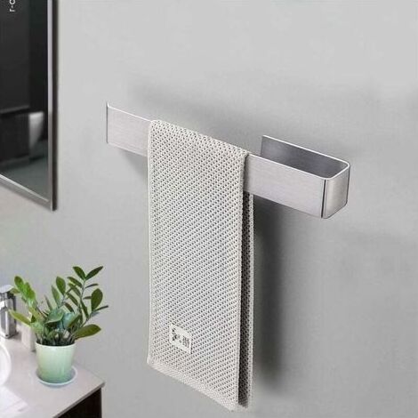 Porte Serviette Salle De Bain Sans Percage Inoxydable Porte Serviette Adhesif Pour Salle De Bain Et Cuisine Acier 25 Cm (1/5)