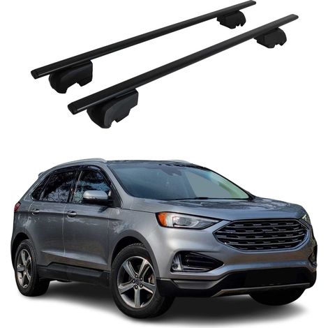OMAC Dachtrager Quertrager für Ford Edge II 2015-2023 – City Crash getestet – ISO PAS 11154:2006 – Abschliessbar – Max 75 kg – 2 Stangen Stahl Schwarz (1/5)