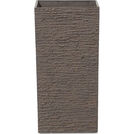 Vaso per Piante Alto in Pietra e Poliresina Marrone 30 x 30 x 60 cm Gaza (1/5)