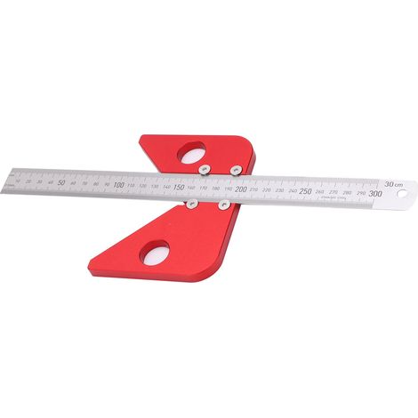 Zentrierlehre 45° 90°-Winkelmesser Messwerkzeug Schreiner- und Holzbearbeitungslineal Rot (1/5)
