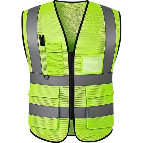 Chemises haute visibilité pour hommes et femmes, gilets de sécurité réfléchissants hautement visibles avec poches, fermeture éclair à l'avant, conformes aux normes ANSI/ISEA (1/4)