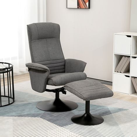 Relaxsessel mit Fußhocker, verstellbare Rückenlehne, 69 cm x 71 cm x 104 cm, Dunkelgrau + Schwarz (1/5)