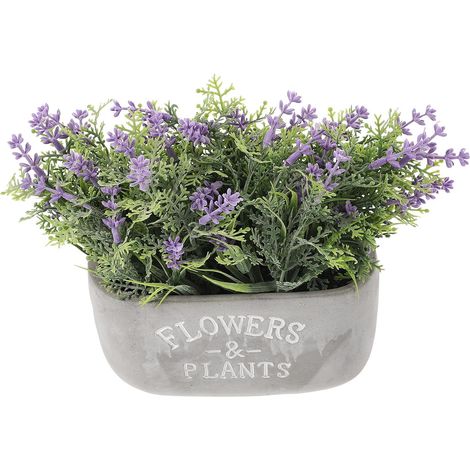 de Lavande Artificielle Résistante à la Décoloration Bonsaï en Pot en Ciment Pourpre Plante Décorative Intérieure et Extérieure, Résistante la Décoloration, pour Bureau et Balcon (1/5)