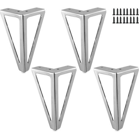 Set mit 4 Metall-Möbelfüßen für TV-Ständer, Couchtische, Schränke, Sofas, Betten usw., 15 cm, silber (1/5)