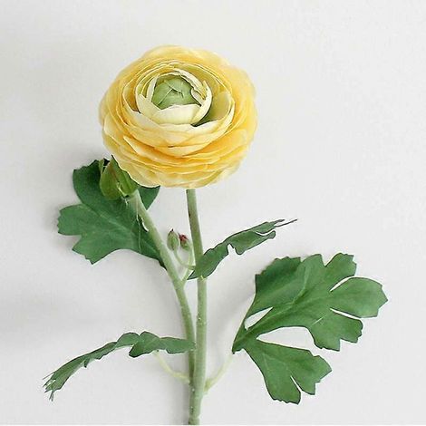 Fleur artificielle floquée à 2 têtes de pivoine pour la décoration intérieure, lotus de rosée.jaune (1/5)