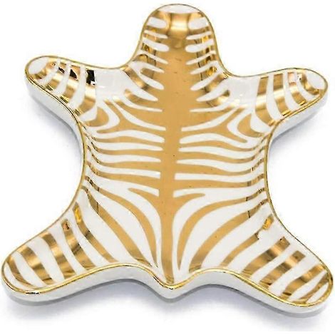 plateau de présentation de bijoux en céramique effet peau de tigre, idéal pour un bureau. (1/4)